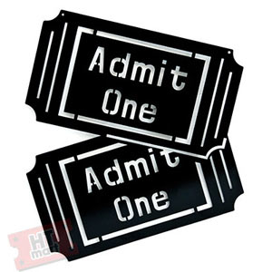 Theatrical Metal Wall Decor - Admit One Tickets - Home Theater Mart
