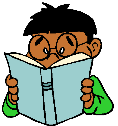 Child reading book clipart