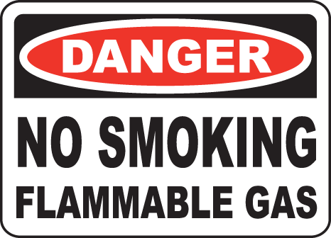 Danger No Smoking Flammable Gas Sign J1630 - by SafetySign.com