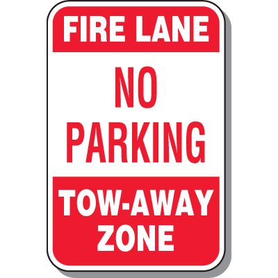 Fire Lane Signs - No Parking Tow Away Zone, Fire Zone Signs | Seton