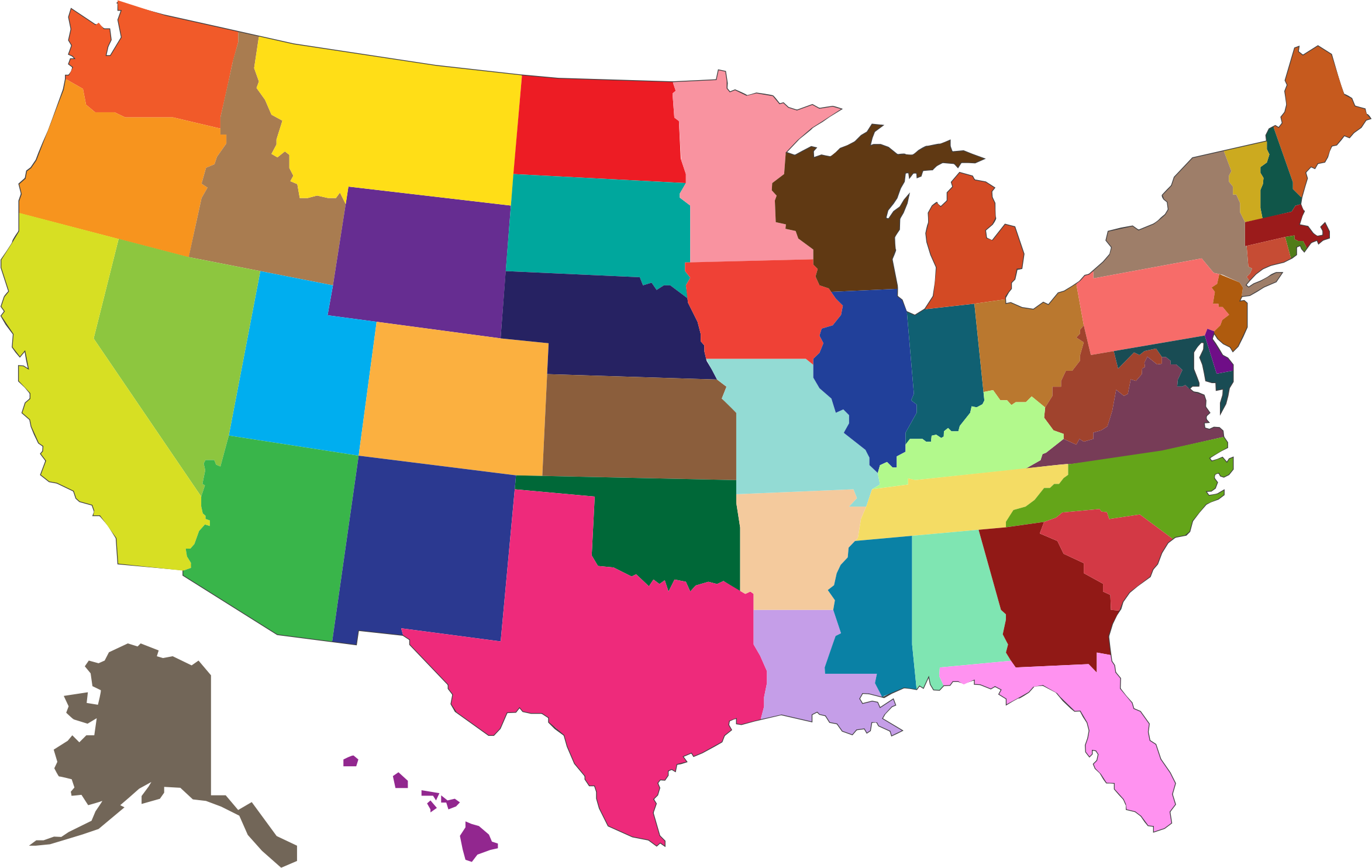 Clipart - MultiColored United States Map
