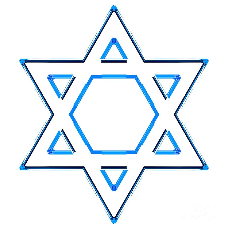 Jewish Star Of David - Blue Outline Version Digital Art by Shazam ...