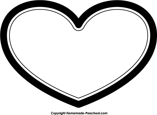 Pink heart outline clipart black and white