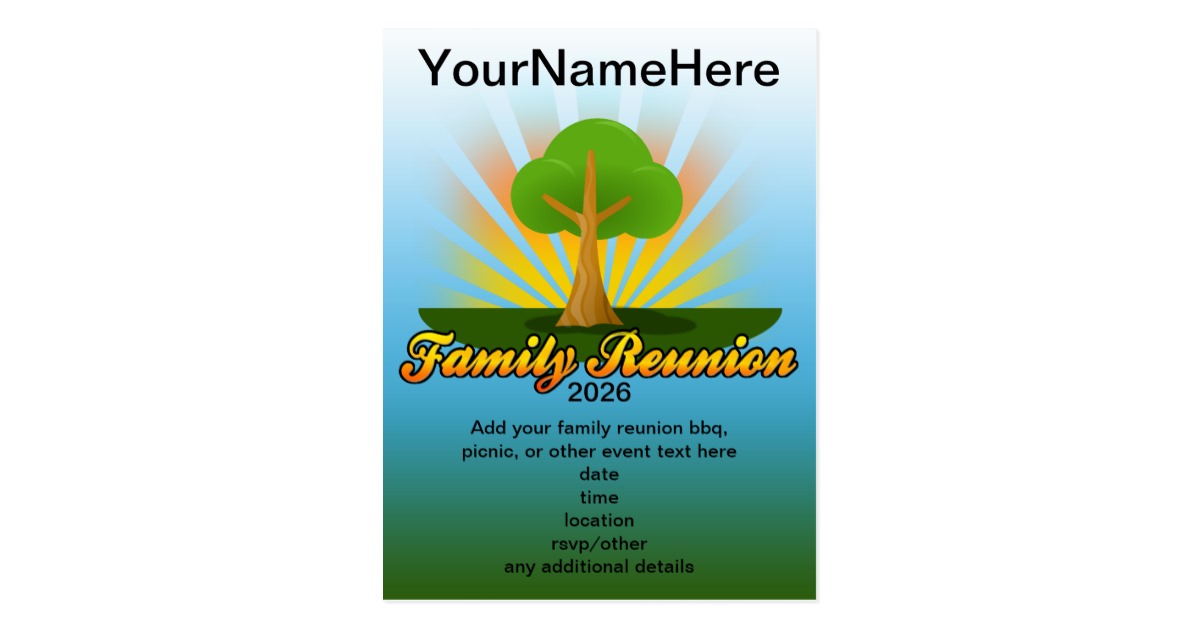 Green Tree Family Reunion Logo Postcard | Zazzle