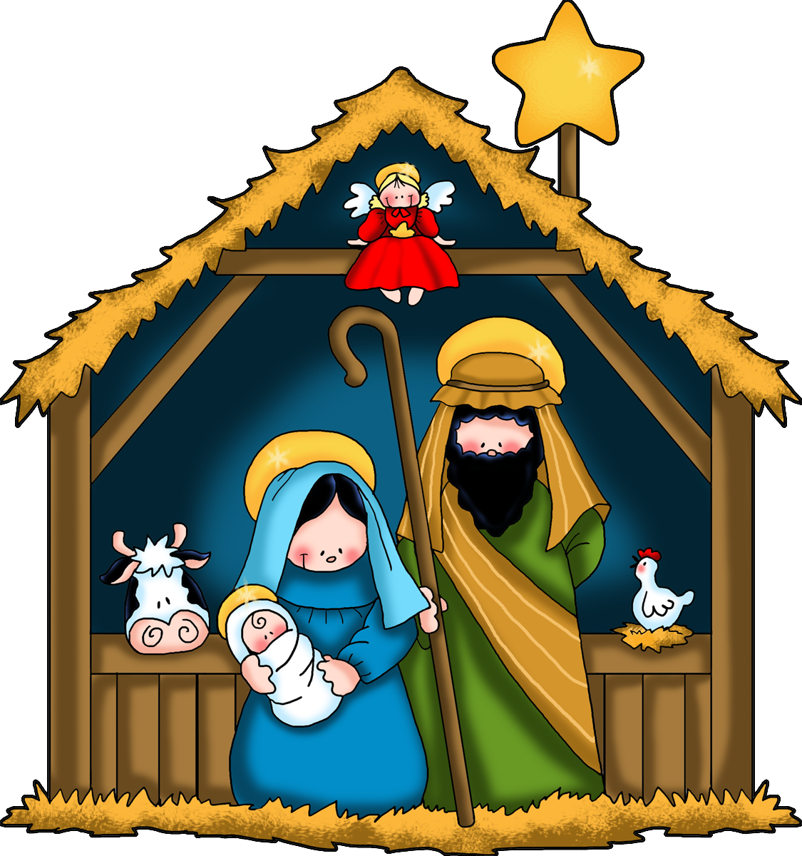 Clip Art Of Stable And Baby Jesus At Christmas - ClipArt Best