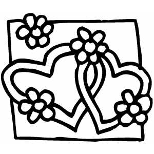Hearts And Flowers In Frame Coloring Page - ClipArt ...
