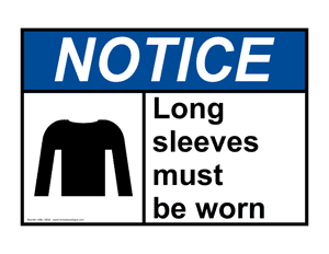 PPE: Long Sleeves Must Be Worn sign #ANE-18530 - Safety Signs Labels-
