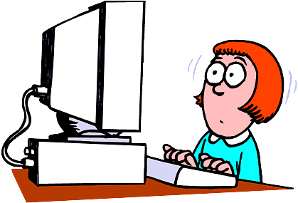 Person sitting at computer clipart