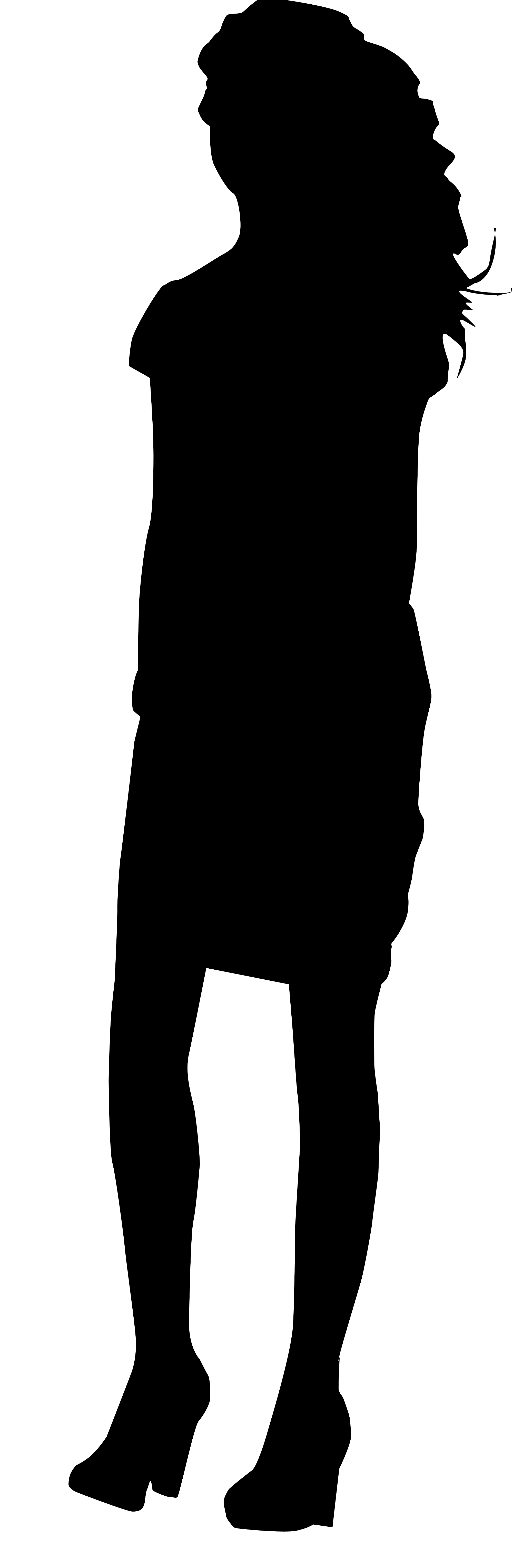 Lady standing silhouette clipart