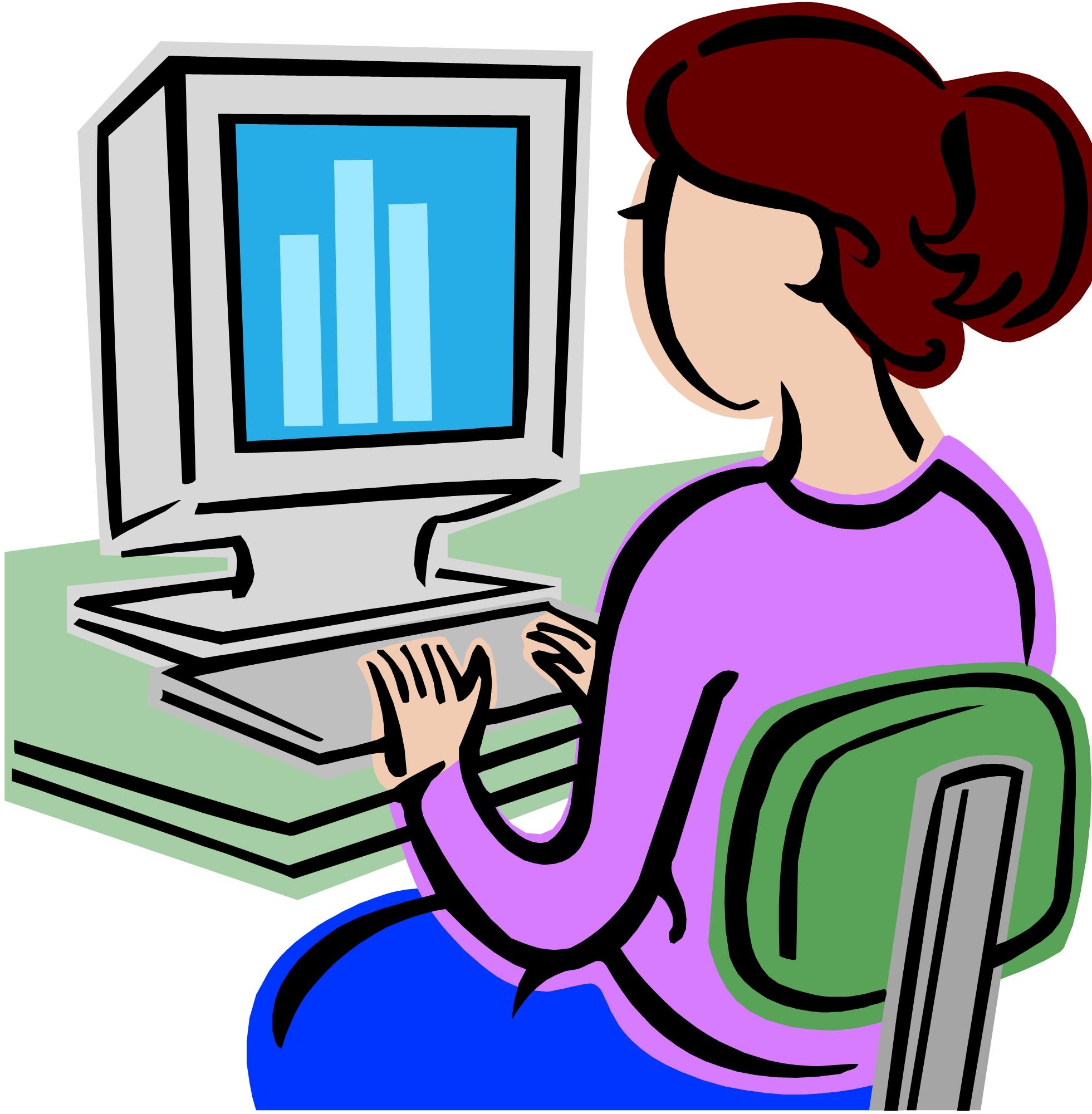 Person Using Computer Clipart