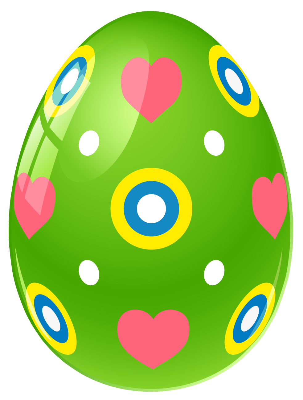 Green Easter Egg with Hearts PNG Clipart Picture