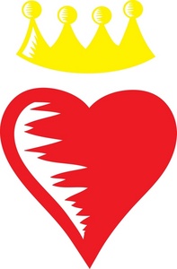 King Clipart Image - Red heart with a yellow crown