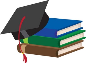 Education Clipart Image - Graduation Cap on a Stack of Textbooks