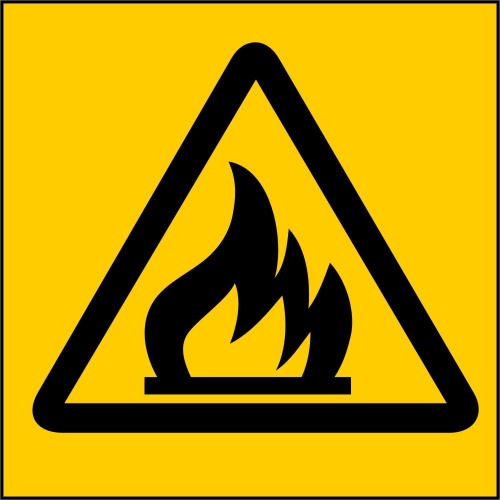 Caution Sign - [Flame Graphic Inside Triangle]