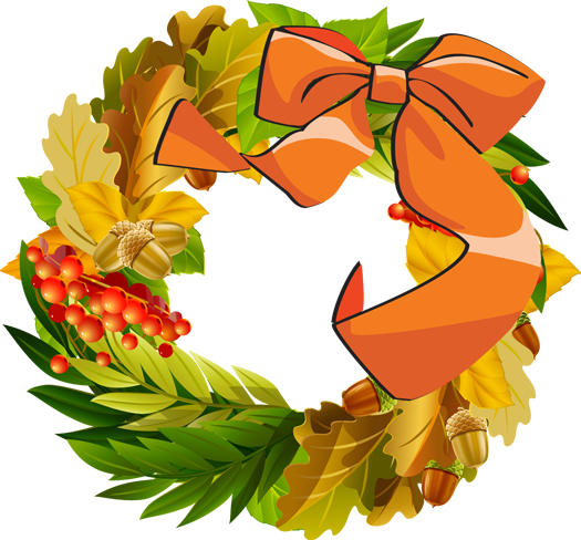 Autumn Wreath and Baskets Clip Art