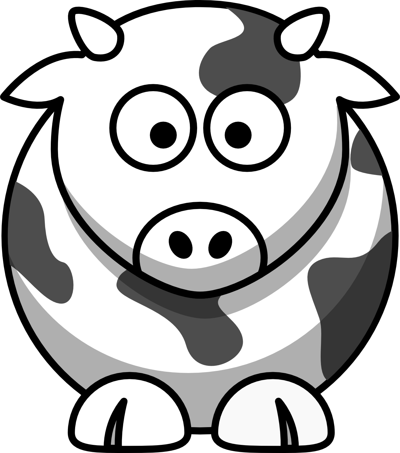 Lemmling Cartoon Cow Coloring Book Colouring Black White Line Art ...