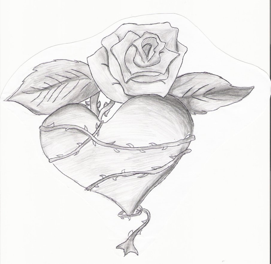 Heart, Rose, and Initials by akaSharpie