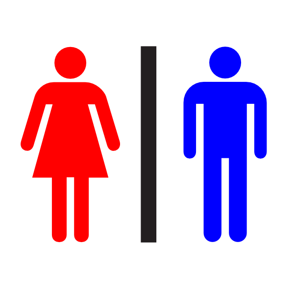 Colored sign bathroom / wc / man & woman