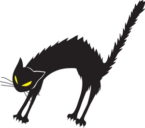 Black Cat Clipart Image - Angry, hissing black cat with arched back
