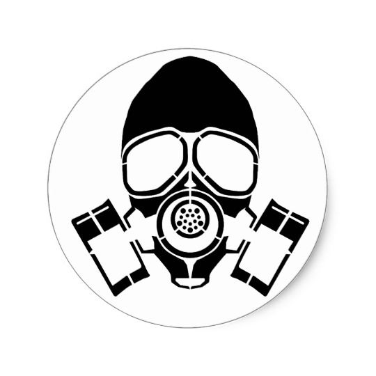 gas mask stencil logo classic round sticker | Zazzle