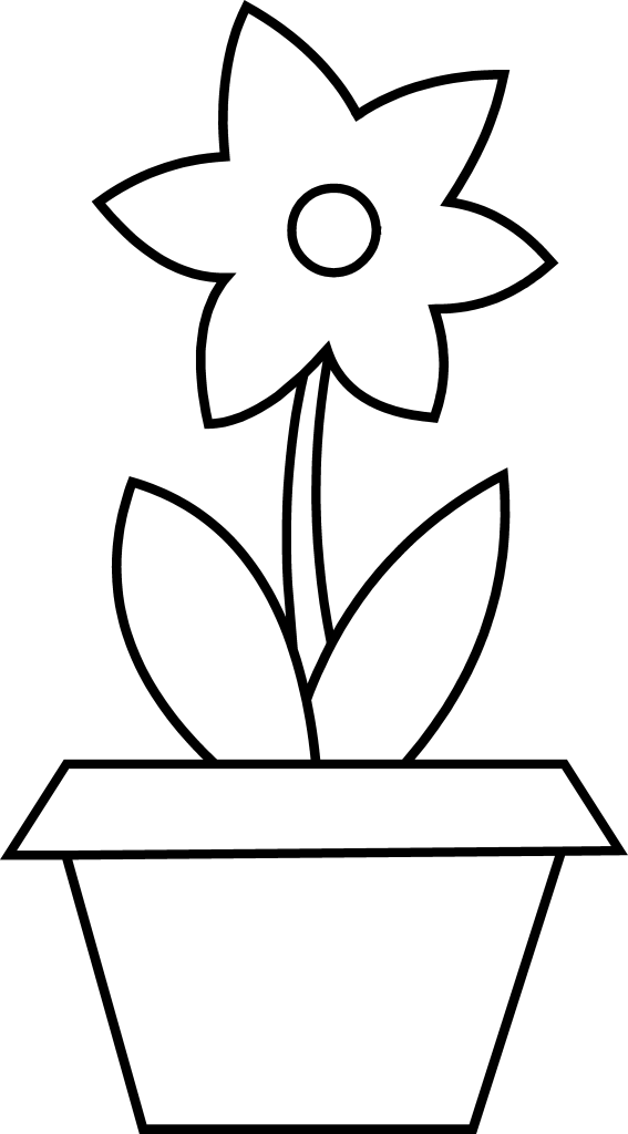 Black and white clipart flower pot