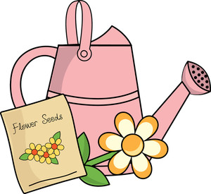 Flowers Clipart Image - Clipart Illustration of a Watering Can, a ...