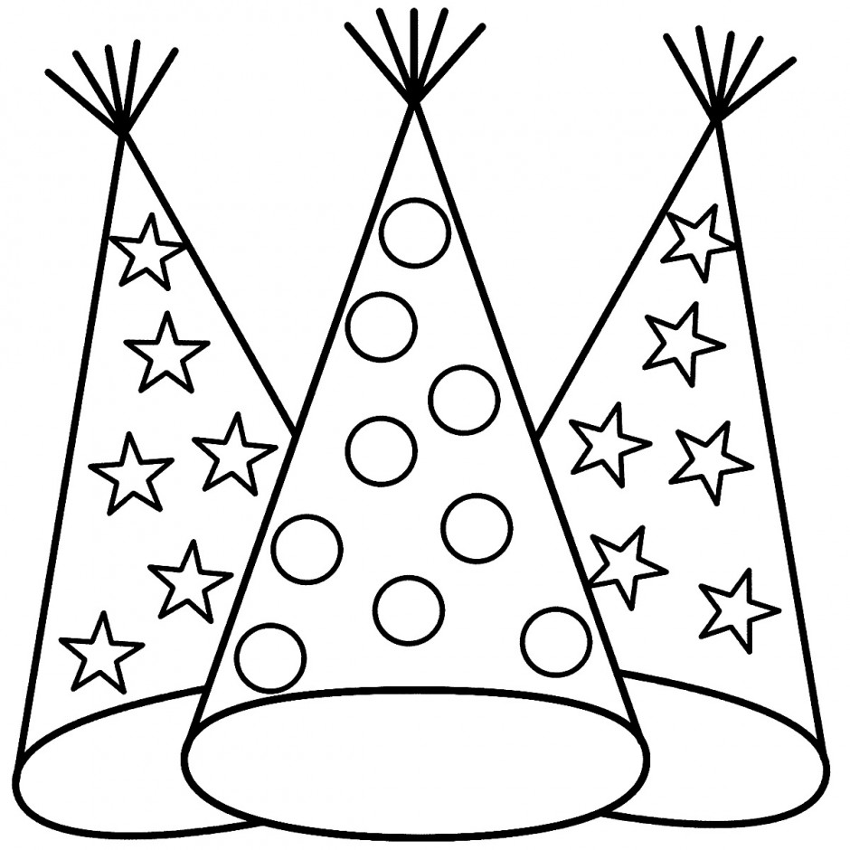 Happy New Year Party Hat Coloring Page Archives - gobel coloring page