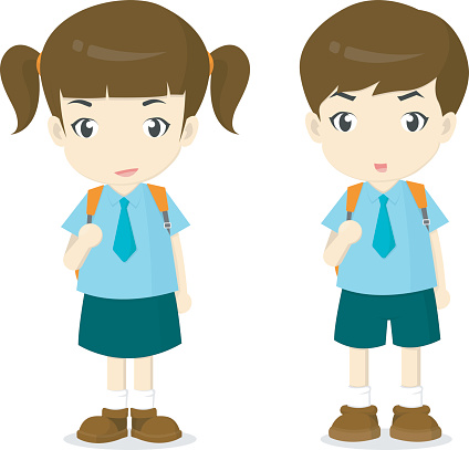 Girl in school uniform clipart