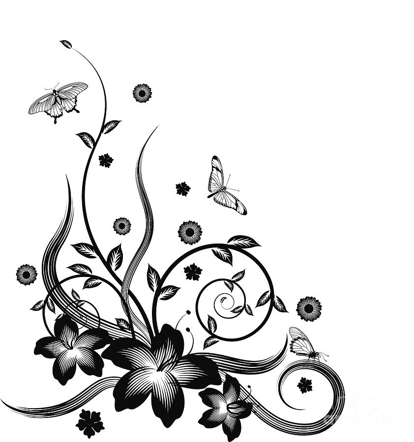 Black Flower Design | Free Download Clip Art | Free Clip Art | on ...