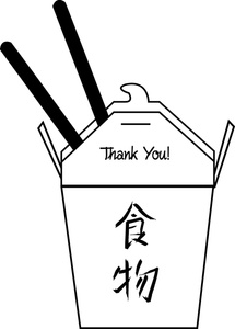 Chinese Food Clipart Image - Black and White Chinese Take Out ...