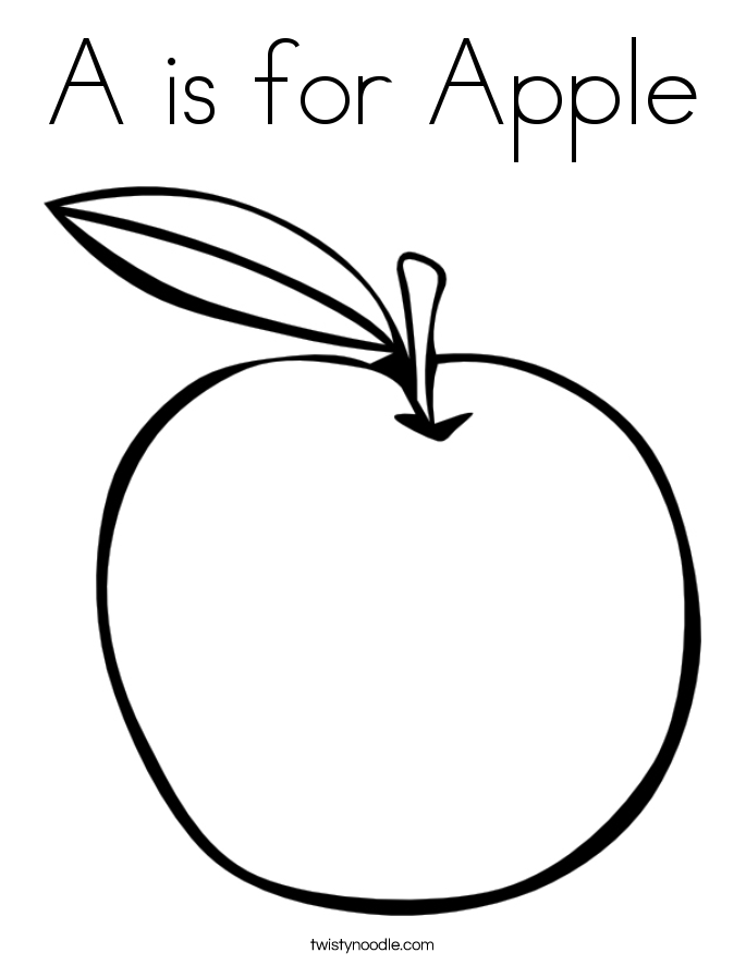 A is for Apple Coloring Page - Twisty Noodle