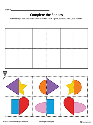 Match Shapes Cut and Paste: Diamond, Star, Square, Heart, Oval ...