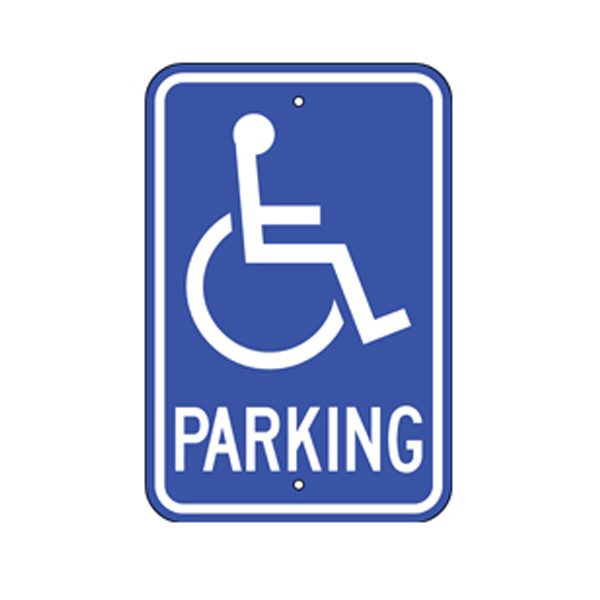 Blue Parking Sign with Handicap Access Symbol 12"x18"