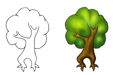 1,003 views Cartoon Tree Drawing, Walking Tree Coloring Page | Just Free Image ...