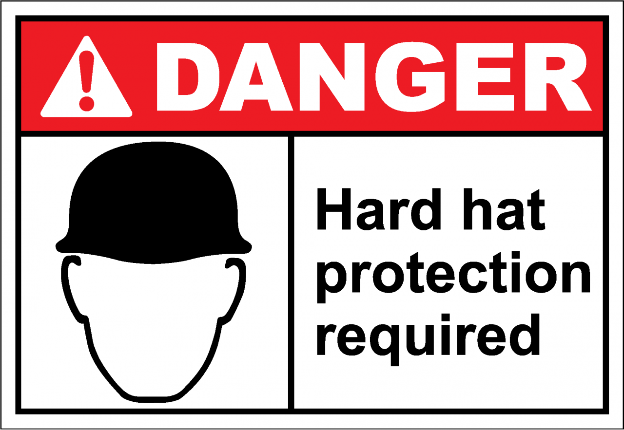 Danger Sign hard hat protection required - SafetyKore.