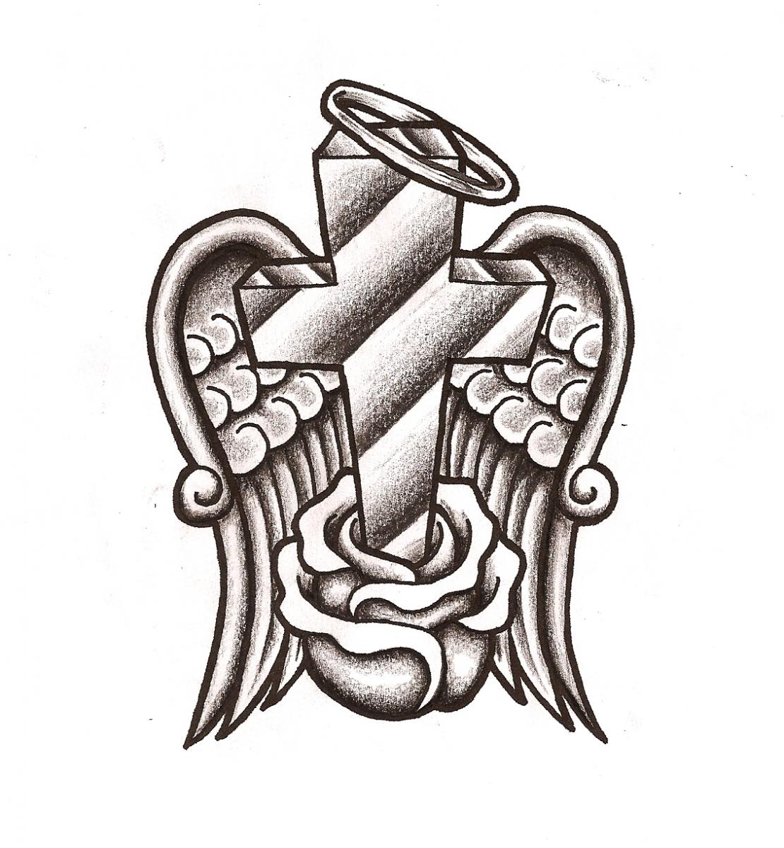 Drawings Of Crosses With Wings