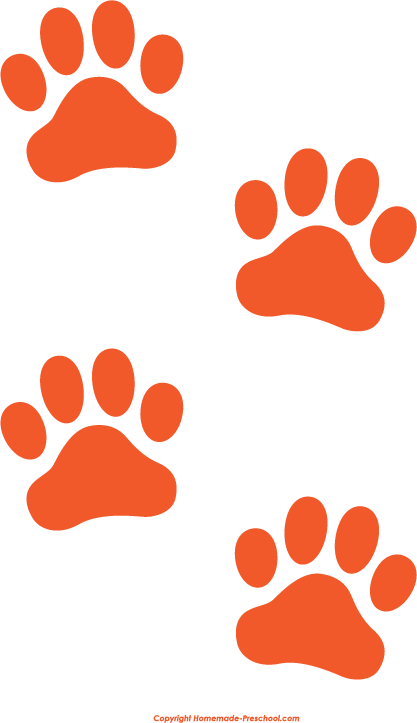 Clipart orange blue paw print