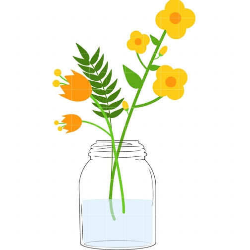 Mason Jar With Flowers Clipart