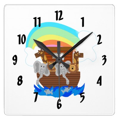 Noah's Ark Cute Cartoon Animals Bible Story Clock | Zazzle