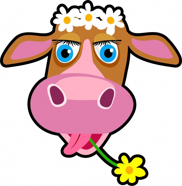 Cow with mask and cape cartoon clipart free