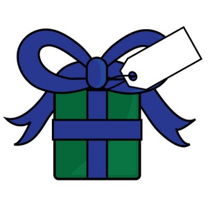 Gift Clipart Image - Present with a Gift Tag and Bow