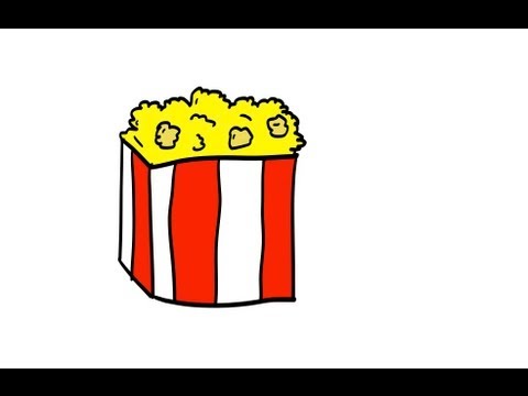How To Draw Cartoon Popcorn - YouTube