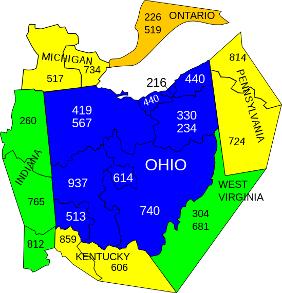Area codes 419 and 567