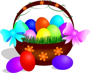 Easter Basket Clipart Image - Colored Eggs in an Easter Basket ...