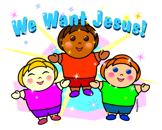 Christian Clip Art Image: Little Kids for Jesus (white back)
