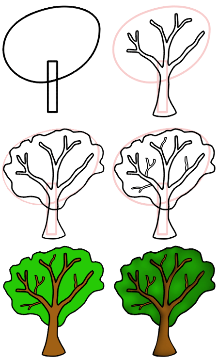 How to draw cartoon trees