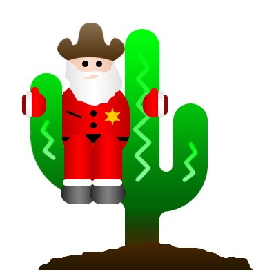 Holiday Clip Art - Cowboy Santa on a Saguaro cactus