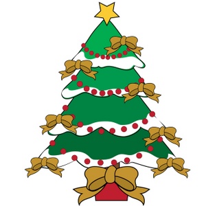 Christmas Tree Clipart Image - Christmas Tree Decorated with Gold Bows