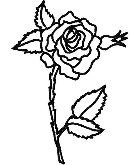 Floral :: 1703 Single Rose outline - Letzrock Machine Embroidery ...