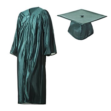 Amazon.com: Shiny Forest Green Graduation Cap and Gown Set in ...